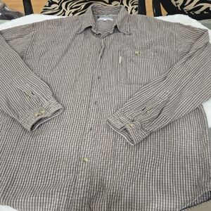 Columbia Men's Tan Checkered Button Down Shirt